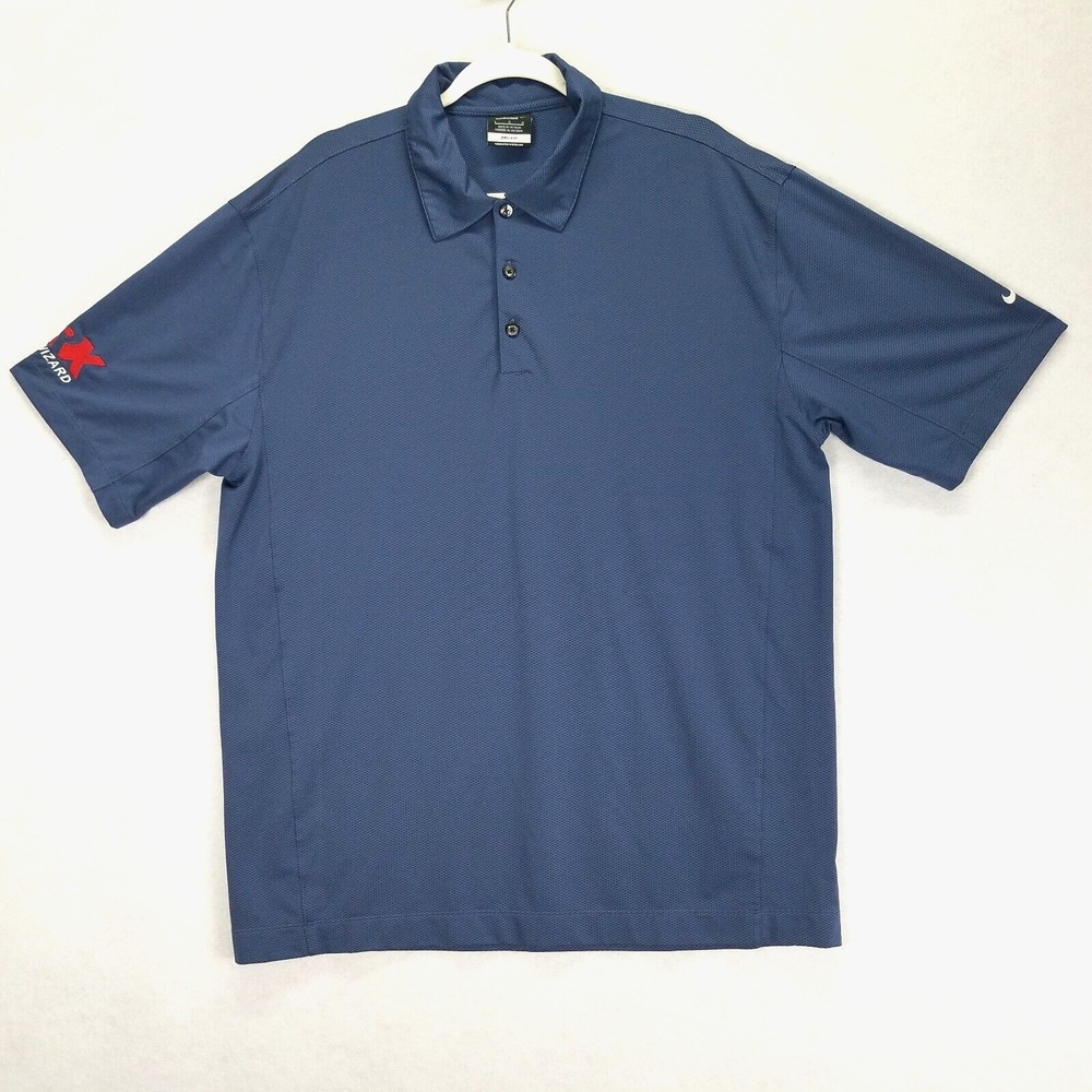 Nike Tour Performance Dri-Fit Polo Shirt Men Sz L Blue Short Sleeve Embroidered